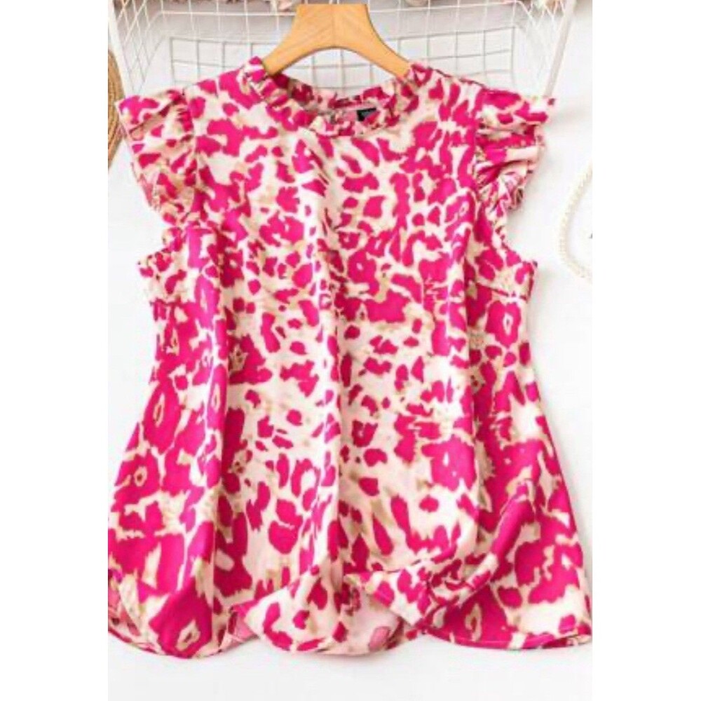 Shein Women’s Size Medium Sleeveless Lightweight Top Animal Print Sheer Blouse